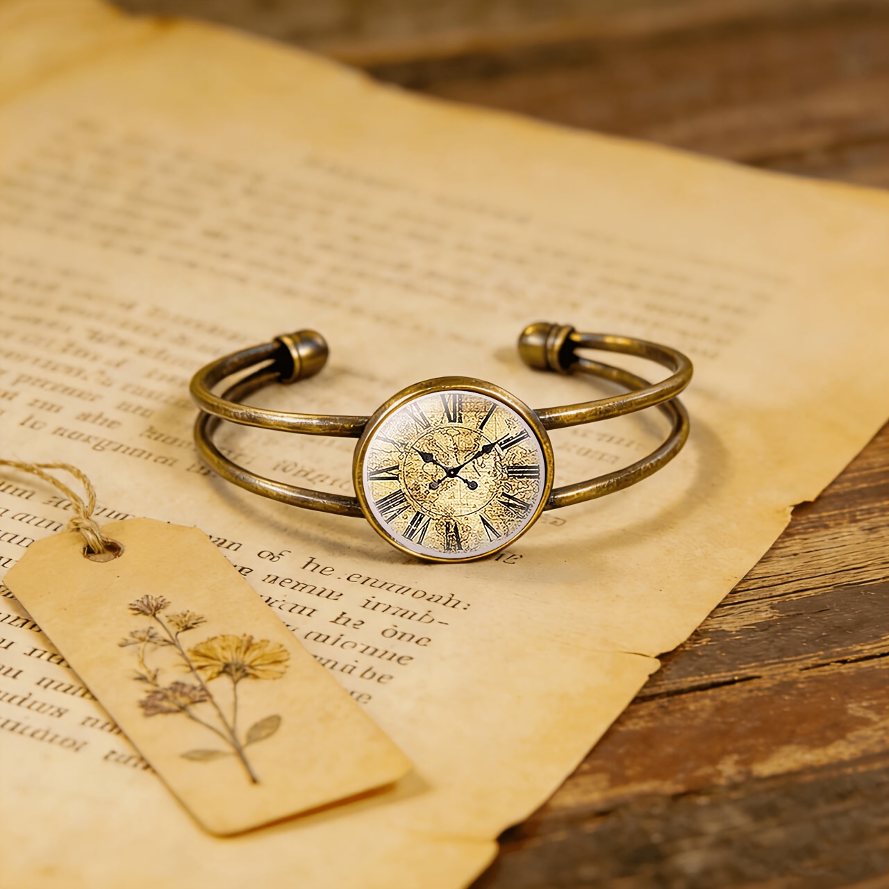 Women's Antique Cyan Double-Layer Adjustable Opening Bracelet